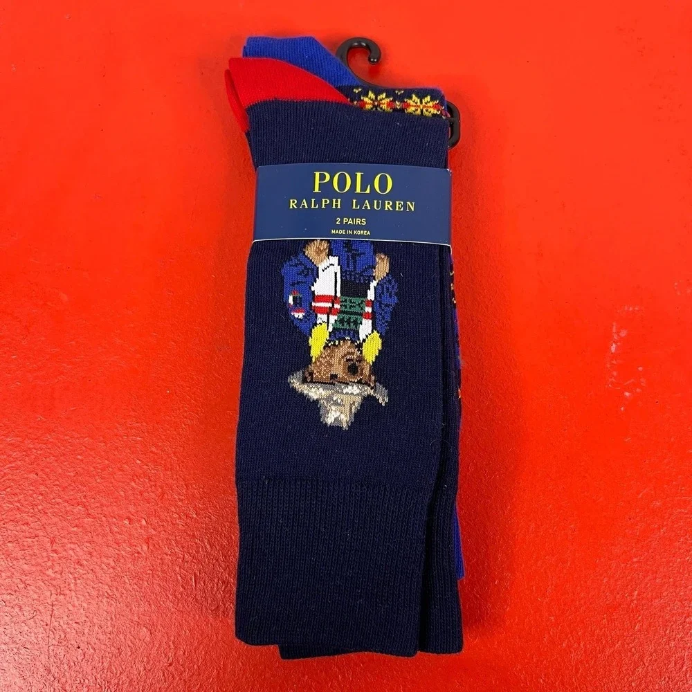 NEW RARE Polo Ralph Lauren Country Polo Bear Dress Socks (2-Pack)